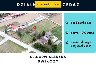 Działka 4700 m² pod dom/inwestycję, media, dojazd 2 strony - polecam! działka Dwikozy, Nadwiślańska