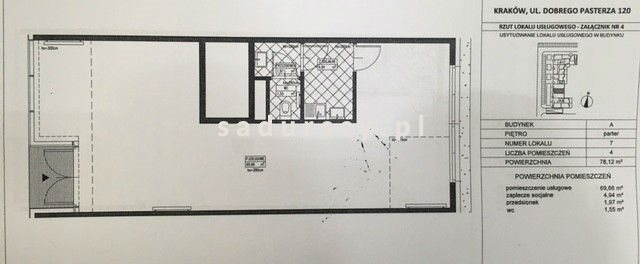 lokal użytkowy na sprzedaż 78m2 lokal użytkowy Kraków, Prądnik Czerwony, Prądnik Czerwony, Dobrego Pasterza