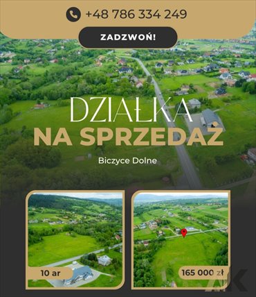 działka na sprzedaż 1000m2 działka Biczyce Dolne
