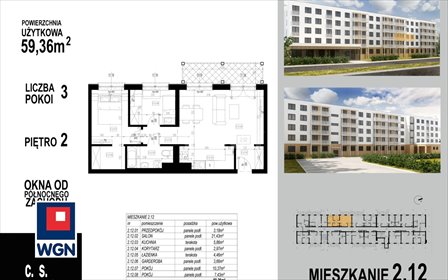 mieszkanie na sprzedaż 59m2 mieszkanie Głogów, Wojska Polskiego