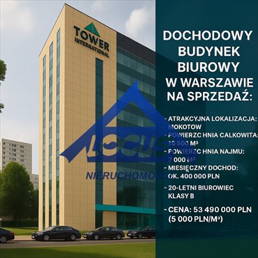 Polecam inwestycyjny biurowiec 10 500 m² z dochodem 400 tys. PLN/mc lokal użytkowy Warszawa, Aleja Wilanowska (Mokotów)