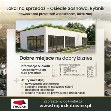 lokal użytkowy na sprzedaż 264m2 lokal użytkowy Rybnik, Paruszowiec, Sosnowa