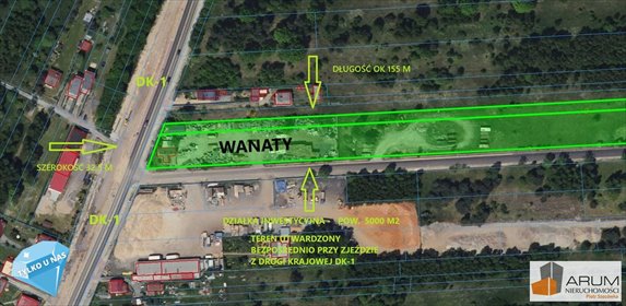 Teren inwestycyjny 5000 m² przy DK-1, Wanaty działka Wanaty