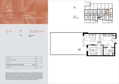 Dwupokojowe mieszkanie na sprzedaż w Czyżkówku, 37 m2 mieszkanie Bydgoszcz, Czyżkówko, Flisacka