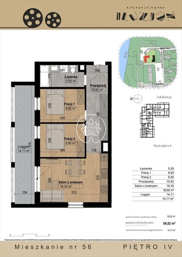 mieszkanie na sprzedaż 55m2 mieszkanie Bydgoszcz, Bartodzieje Małe, Nastrojowa