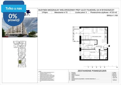 Nowoczesne 3-pokojowe mieszkanie 47,54 m² na Bartodziejach polecam mieszkanie Bydgoszcz, Bartodzieje Małe, Filmowa