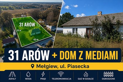 31 arów z domem i mediami – Mełgiew działka Mełgiew, Piasecka
