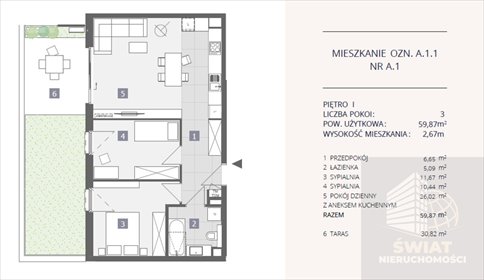 Nowoczesny 3-pokojowy apartament z tarasem 30 m2. mieszkanie Szczecin, Dąbie