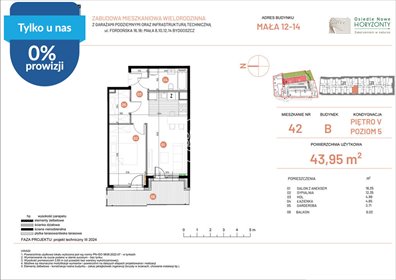 Sprzedam komfortowe mieszkanie 43,95 m² na Fordońskiej w Bydgoszczy mieszkanie Bydgoszcz, Fordońska