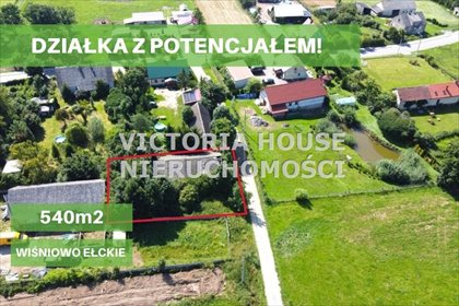 Działka 540 m² z budynkiem gospodarczym Wiśniowo Ełckie - spokojna okolica działka Wiśniowo Ełckie