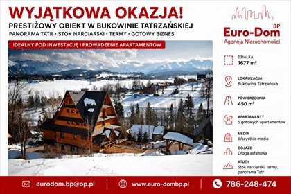Butikowy hotel 450 m² w Bukowinie Tatrzańskiej. Gotowy biznes. dom Bukowina Tatrzańska