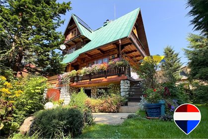 Drewniany dom w stylu zakopiańskim z pięknym ogrodem dom Straconka, Lisia