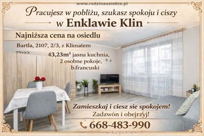 mieszkanie na sprzedaż 43m2 mieszkanie Kraków, Dębniki, Kliny, Bartla