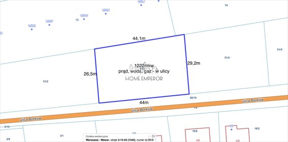 działka na sprzedaż 1222m2 działka Warszawa, Wawer, Borków, Borków