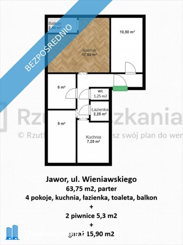 mieszkanie na sprzedaż 64m2 mieszkanie Jawor, Wieniawskiego 4