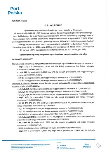 działka na wynajem 449306m2 działka Teresin