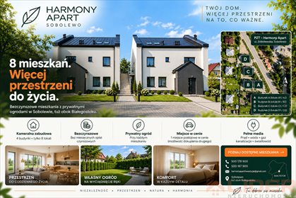Zapraszam do 78 m² mieszkania z ogrodem i niezależnym wejściem mieszkanie Sobolewo