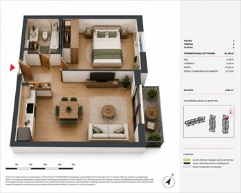 Nowoczesne 2-pokojowe mieszkanie 44 m² z balkonem w Piasecznie polecam! mieszkanie Piaseczno
