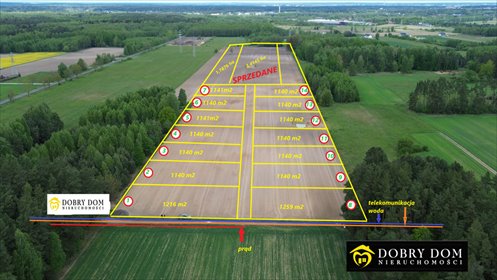 działka na sprzedaż 1140m2 działka Pomigacze