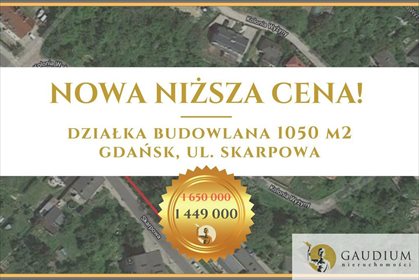 Działka budowlana na sprzedaż Gdańsk, Suchanino, Skarpowa 1 050m2 Foto 1