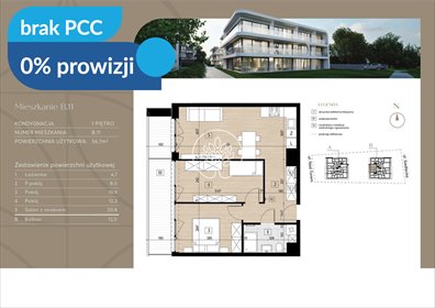 Nowoczesne 3-pokojowe mieszkanie z balkonem i ogrzewaniem podłogowym mieszkanie Bydgoszcz, Czyżkówko, Siedlecka