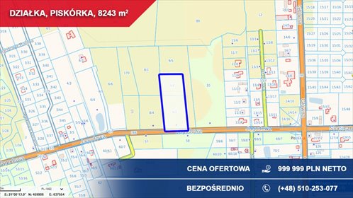 działka na sprzedaż 8243m2 działka Piskórka, Jagodowa