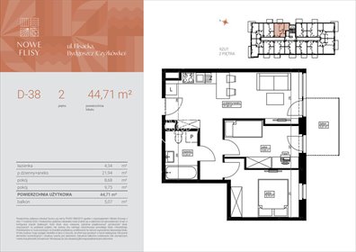 mieszkanie na sprzedaż 44m2 mieszkanie Bydgoszcz, Czyżkówko, Flisacka