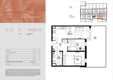 mieszkanie na sprzedaż 60m2 mieszkanie Bydgoszcz, Czyżkówko, Flisacka