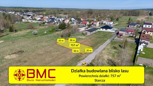 działka na sprzedaż 757m2 działka Starcza, Szkolna
