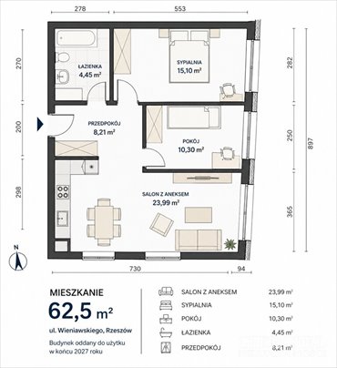 mieszkanie na sprzedaż 63m2 mieszkanie Rzeszów, Henryka Wieniawskiego