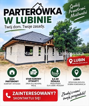 Dom parterowy 129 m² z garażem na 8,5 arów (Lubin) dom Lubin