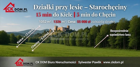działka na sprzedaż 1052m2 działka Starochęciny