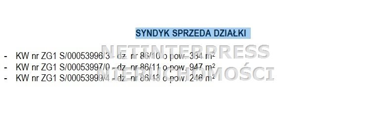 Zapraszam do zakupu działek w Świebodzinie od 246 m² do 947 m² działka Świebodzin, Świebodzin