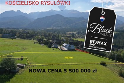 działka na sprzedaż 5455m2 działka Kościelisko, Rysulówka