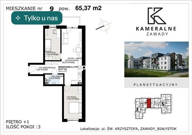 Nowoczesne 3-pokojowe mieszkanie z balkonem zapraszam mieszkanie Białystok, Zawady