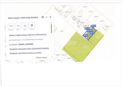 działka na sprzedaż 1115m2 działka Częstochowa, Północ, Szymona Klonowicza