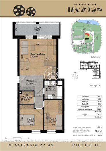 mieszkanie na sprzedaż 63m2 mieszkanie Bydgoszcz, Bartodzieje Małe, Nastrojowa