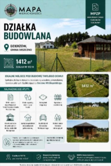 Zapraszam do obejrzenia działki 1412 m² w Dzierżowie działka Dzierżów