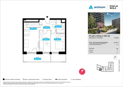 mieszkanie na sprzedaż 53m2 mieszkanie Warszawa, Wola, Juliana Konstantego Ordona