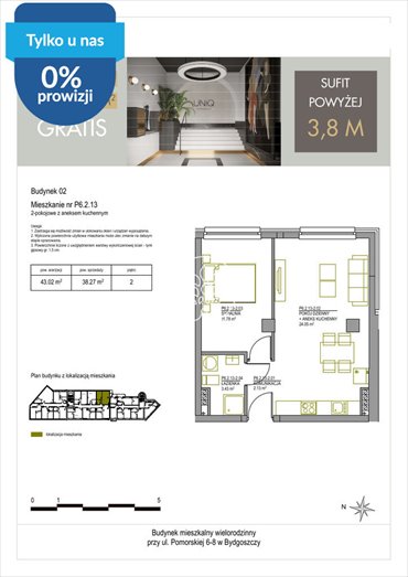 Dwupokojowe mieszkanie 42 m² w centrum Bydgoszczy mieszkanie Bydgoszcz, Centrum, Pomorska