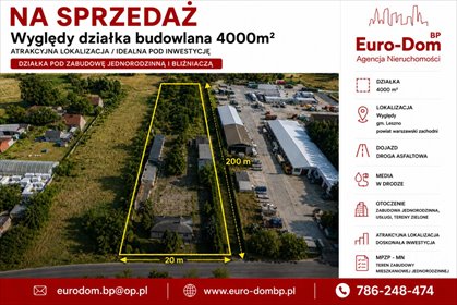 Działka 4000 m² z domem i mediami – inwestycja lub dom działka Wyględy
