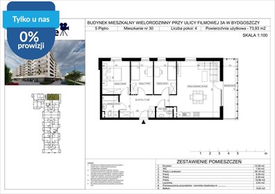 Do sprzedania przestronne mieszkanie 74 m² w Bydgoszczy mieszkanie Bydgoszcz, Bartodzieje Małe, Filmowa