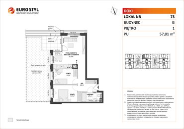 rzut mieszkanie na sprzedaż 57m2 mieszkanie Gdańsk, Śródmieście, ks. Jerzego Popiełuszki/Rybaki Górne