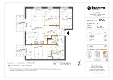 rzut mieszkanie na sprzedaż 74m2 mieszkanie Warszawa, Praga Północ, Kijowska 17