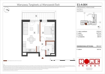 rzut mieszkanie na sprzedaż 38m2 mieszkanie Warszawa, Targówek, ul. Warszawski Świt