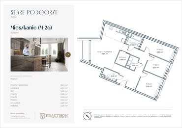 rzut mieszkanie na sprzedaż 95m2 mieszkanie Kraków, Podgórze, Kalwaryjska