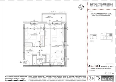 rzut mieszkanie na sprzedaż 46m2 mieszkanie Pruszków, Bąki, Długosza 42