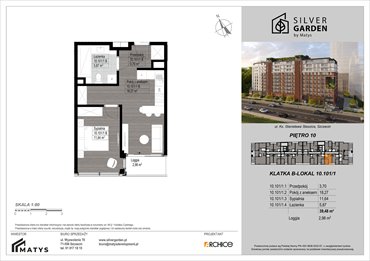 rzut mieszkanie na sprzedaż 39m2 mieszkanie Szczecin, Centrum, al. Wyzwolenia 70 / ul. Staszica 21
