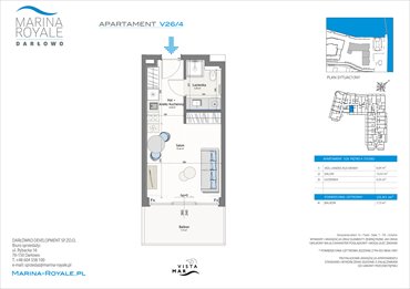 rzut mieszkanie na sprzedaż 26m2 mieszkanie Darłowo, Bulwar Zachodzącego Słońca 2