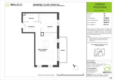 rzut mieszkanie na sprzedaż 45m2 mieszkanie Puck, Pogodna